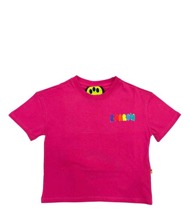 barrow kids pink printed straight fit t-shirt