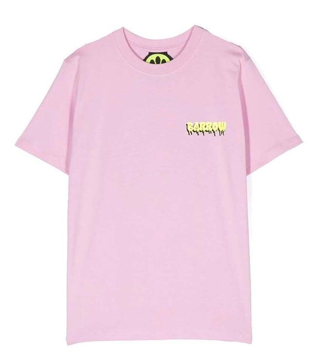 barrow kids pink printed straight fit t-shirt