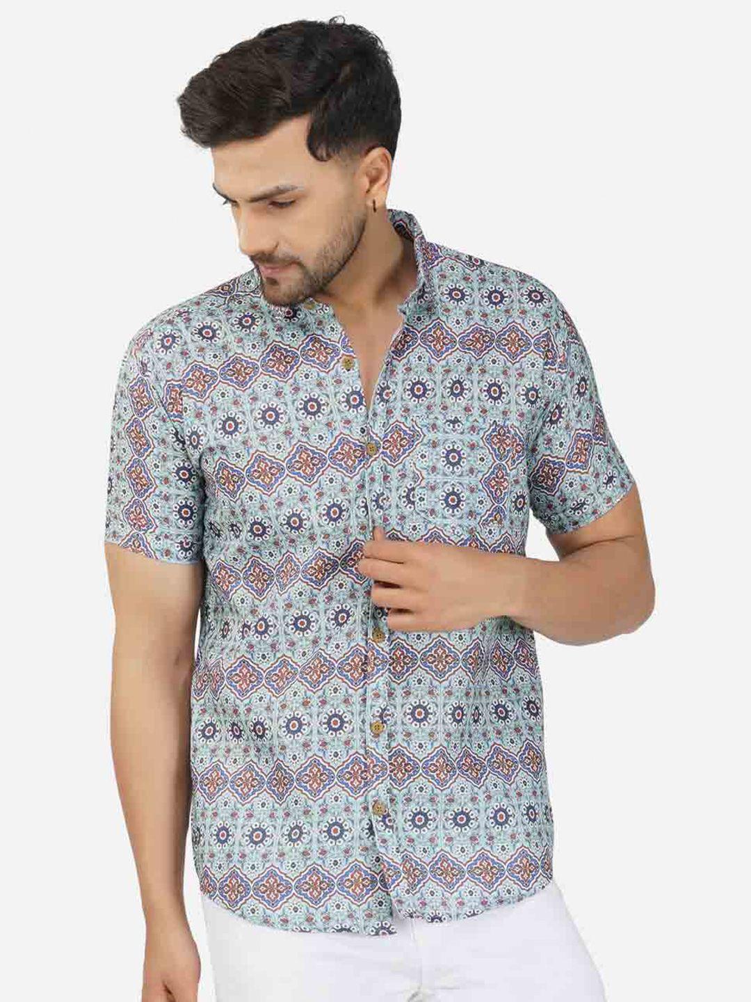 base 41 ethnic motifs printed slim fit casual shirt