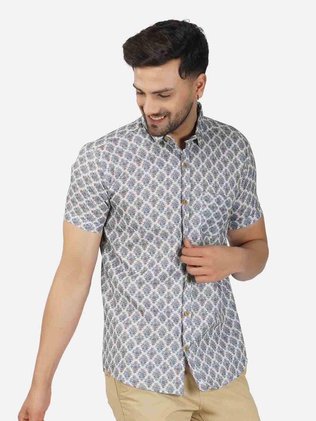 base 41 ethnic motifs printed slim fit casual shirt