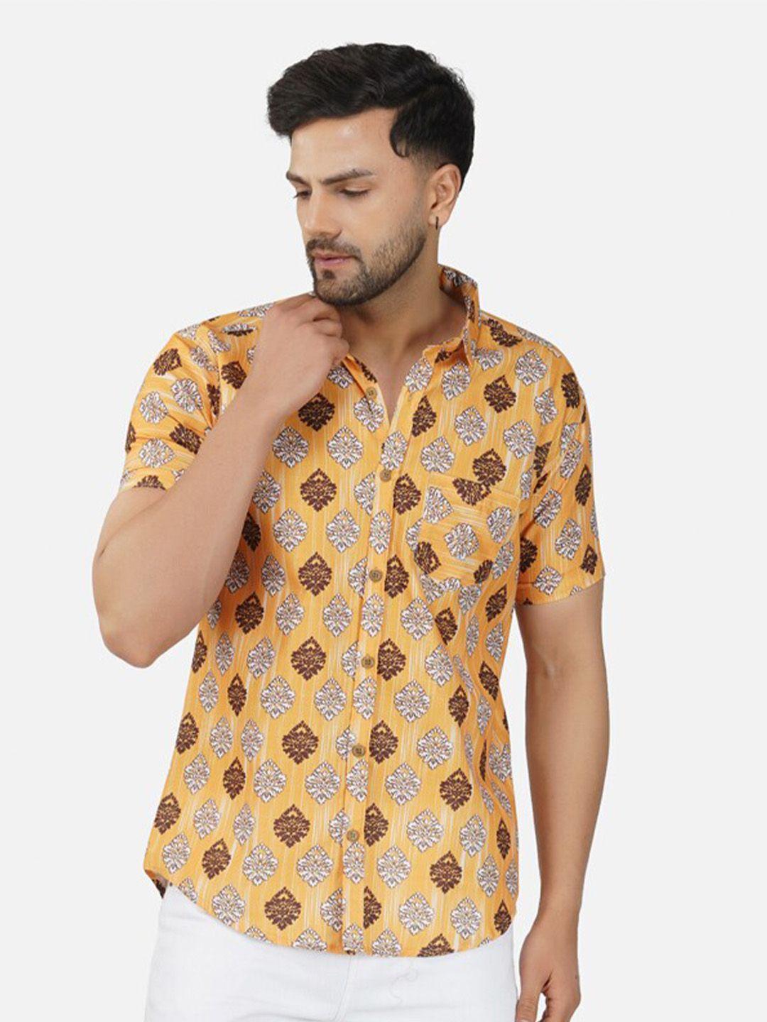 base 41 slim fit ethnic motifs printed casual shirt