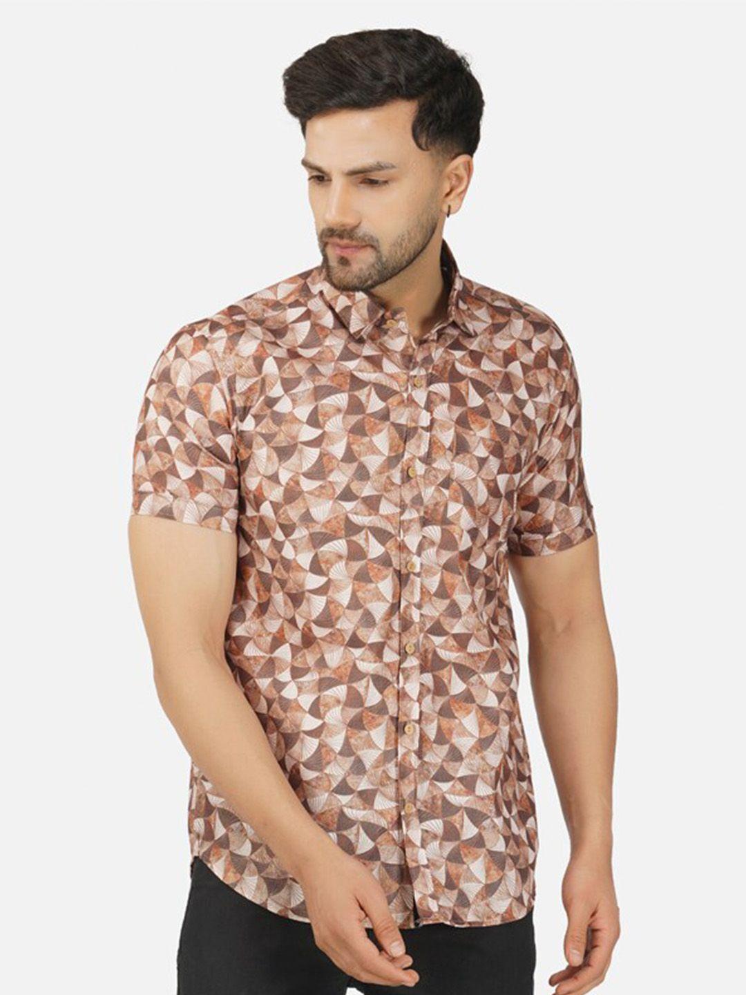 base 41 slim fit geometric printed casual shirt