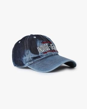 baseball cap with embroidered text