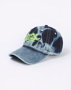 baseball cap with embroidered text