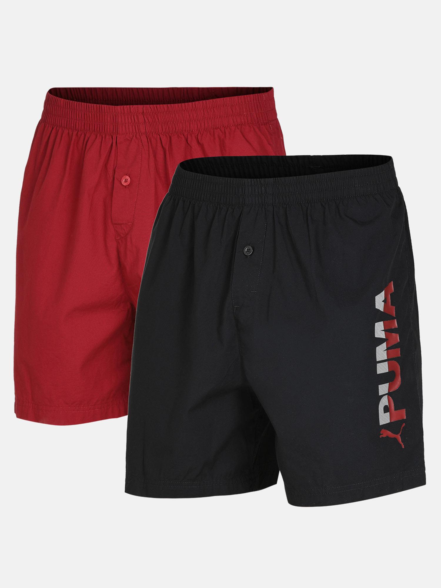 basic black & red woven boxers (pack of 2)