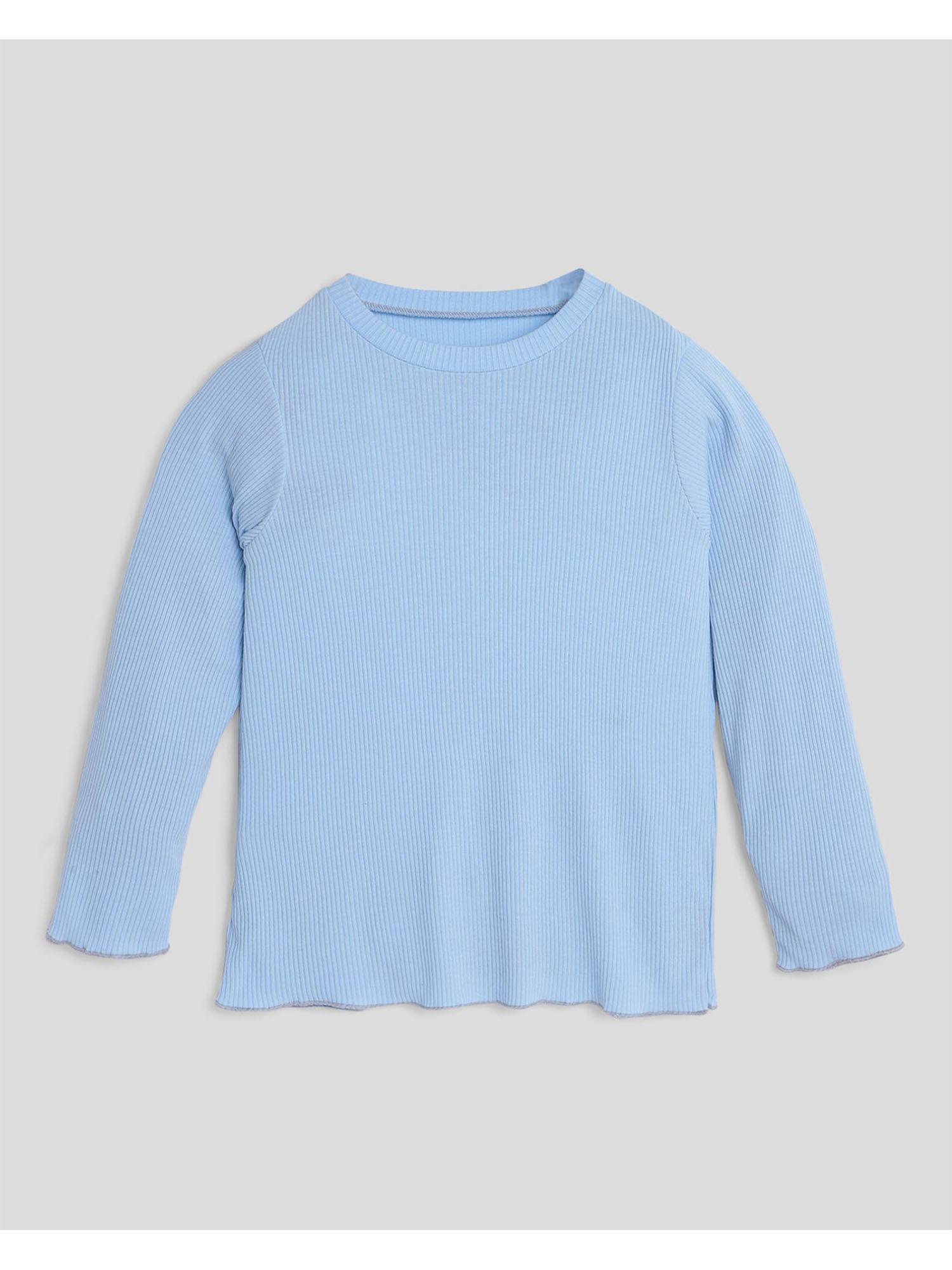 basic girls knitted blue t-shirt