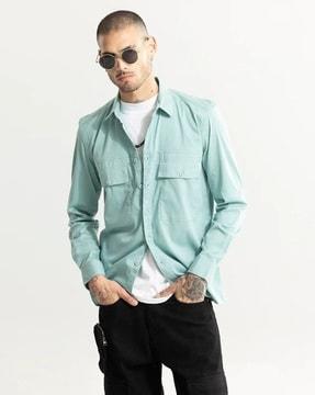 basic oversized fit shirt with flap pockets