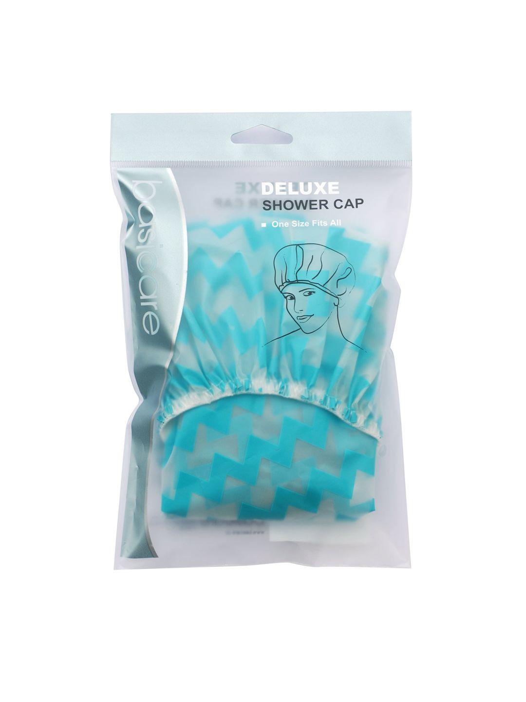 basicare blue & transparent printed shower cap