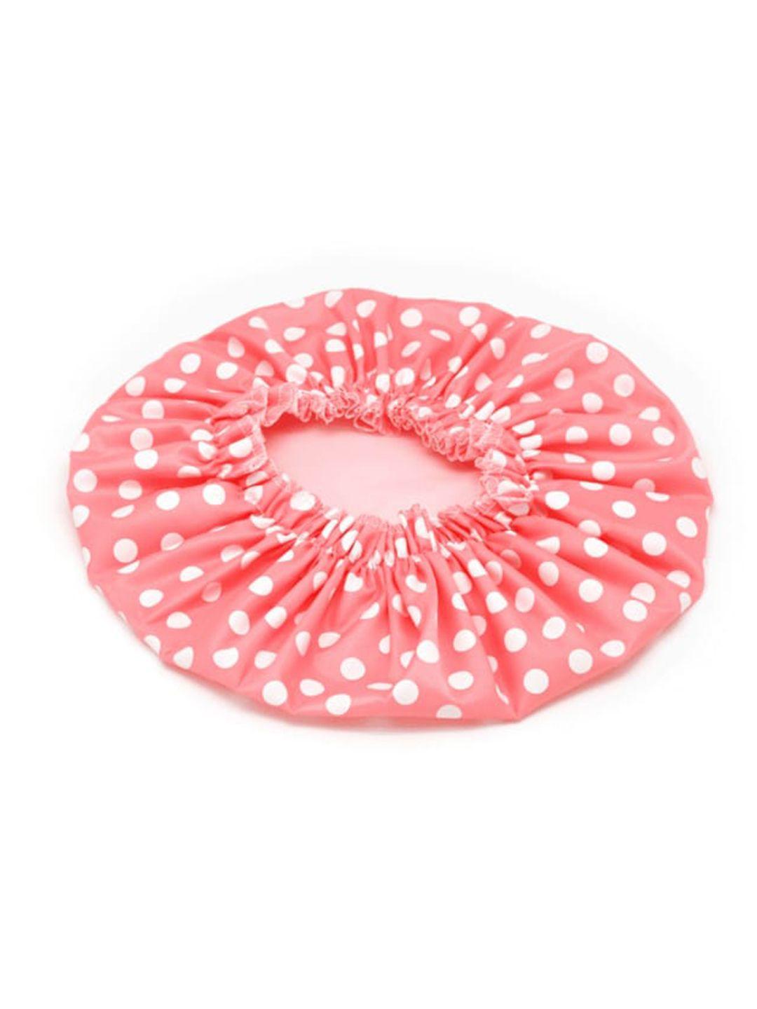 basicare pink & white doted shower cap