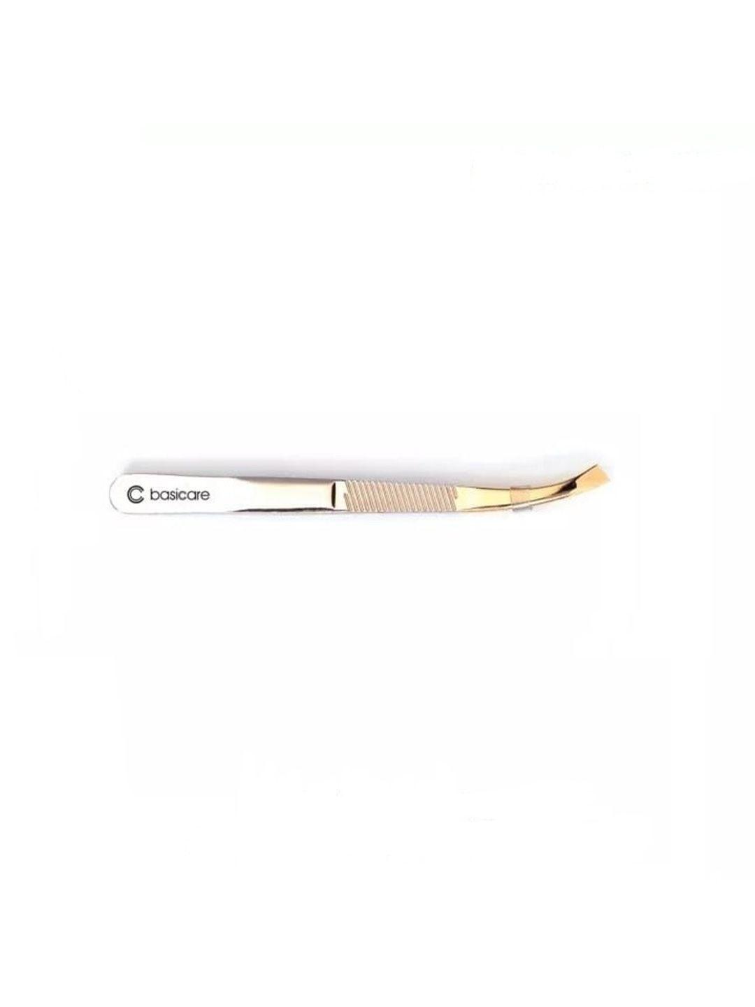 basicare precision ground curved slant tips gold blade tweezers