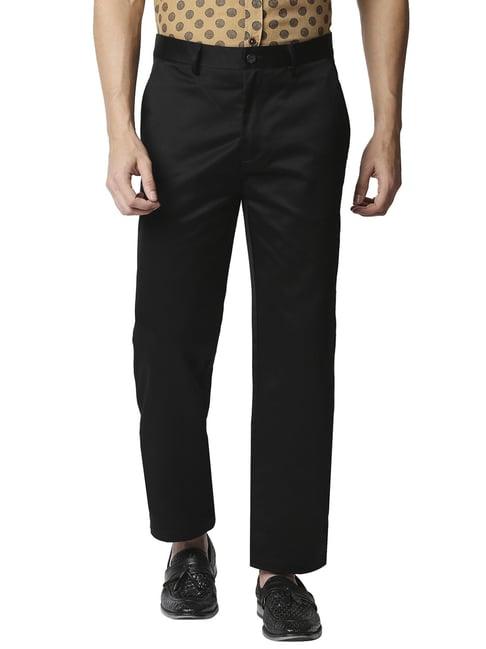 basics black comfort fit trousers