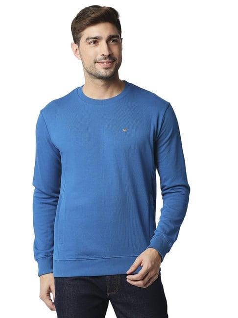 basics blue cotton comfort fit sweaters