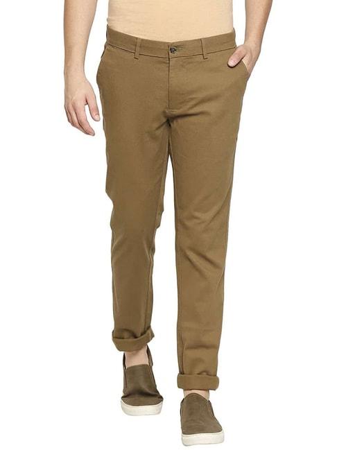 basics breen brown cotton tapered fit chinos