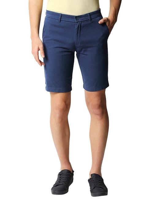 basics comfort fit ensign blue pure cotton twill shorts