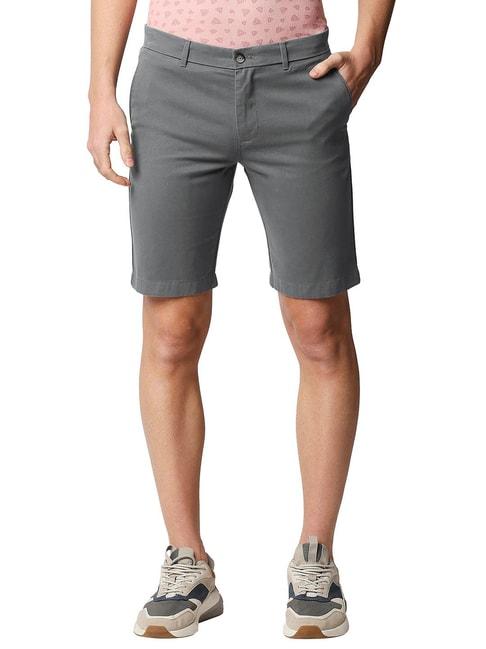 basics comfort fit poppy seed grey pure cotton twill shorts