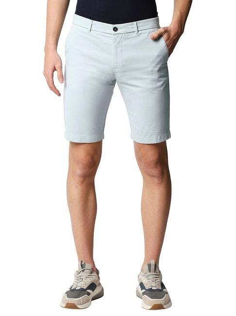 basics comfort fit stratosphere blue pure cotton twill shorts
