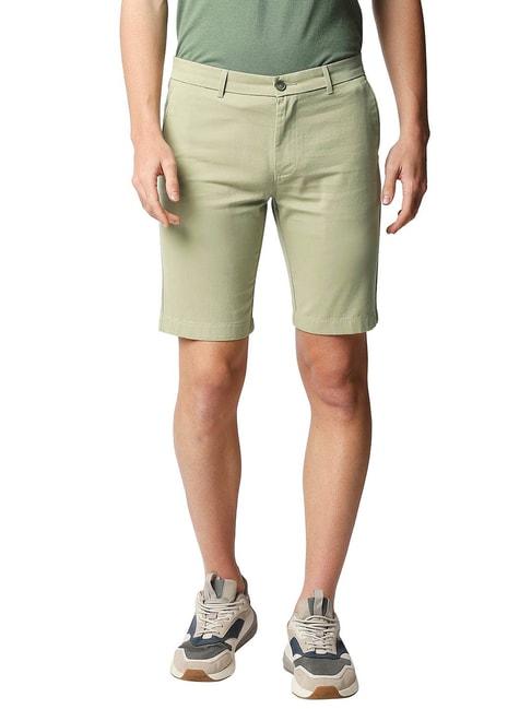 basics comfort fit swamp green pure cotton twill shorts