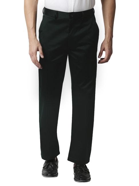 basics dark green comfort fit trousers