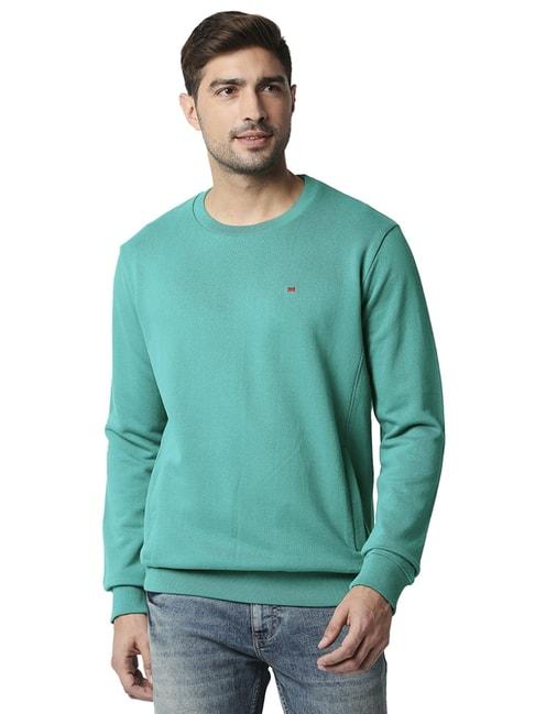 basics green cotton comfort fit printed sweaters