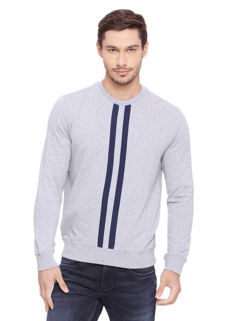 basics grey slim fit striped sweater