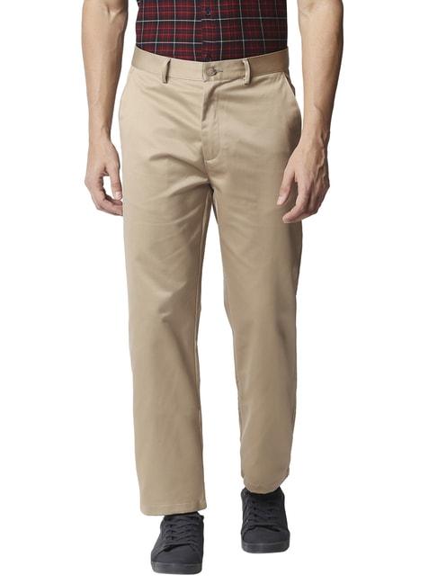 basics khaki comfort fit trousers