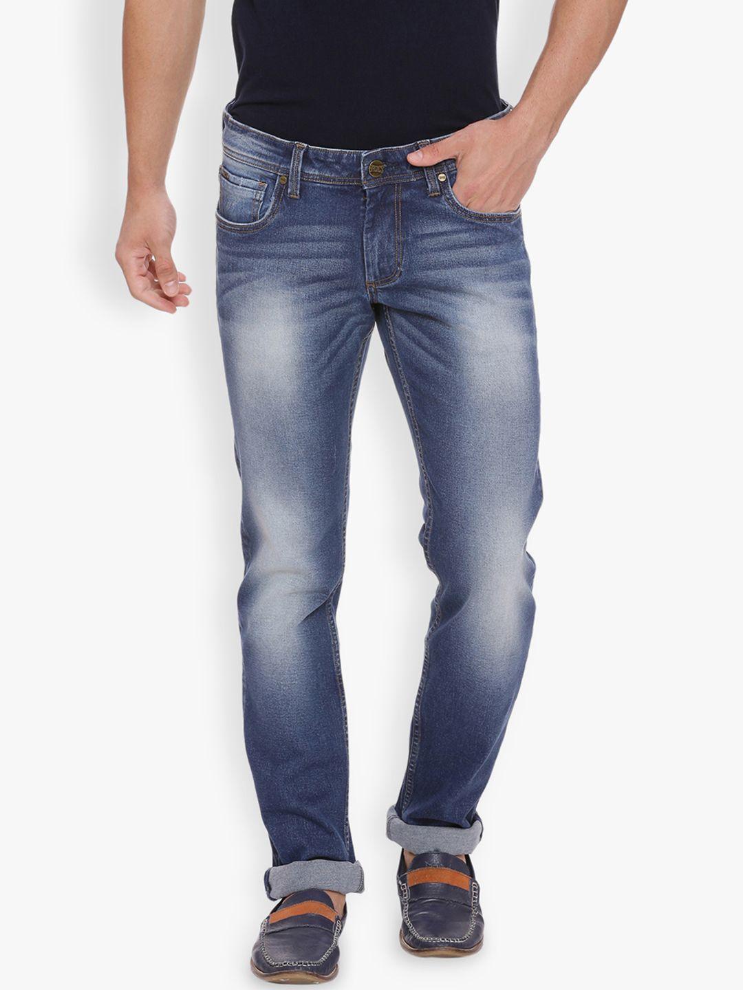 basics men blue slim fit low-rise clean look stretchable jeans
