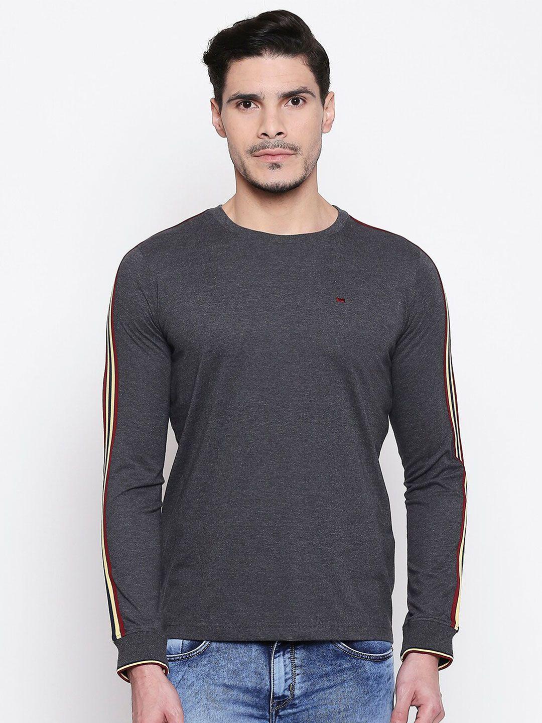 basics men grey slim fit t-shirt