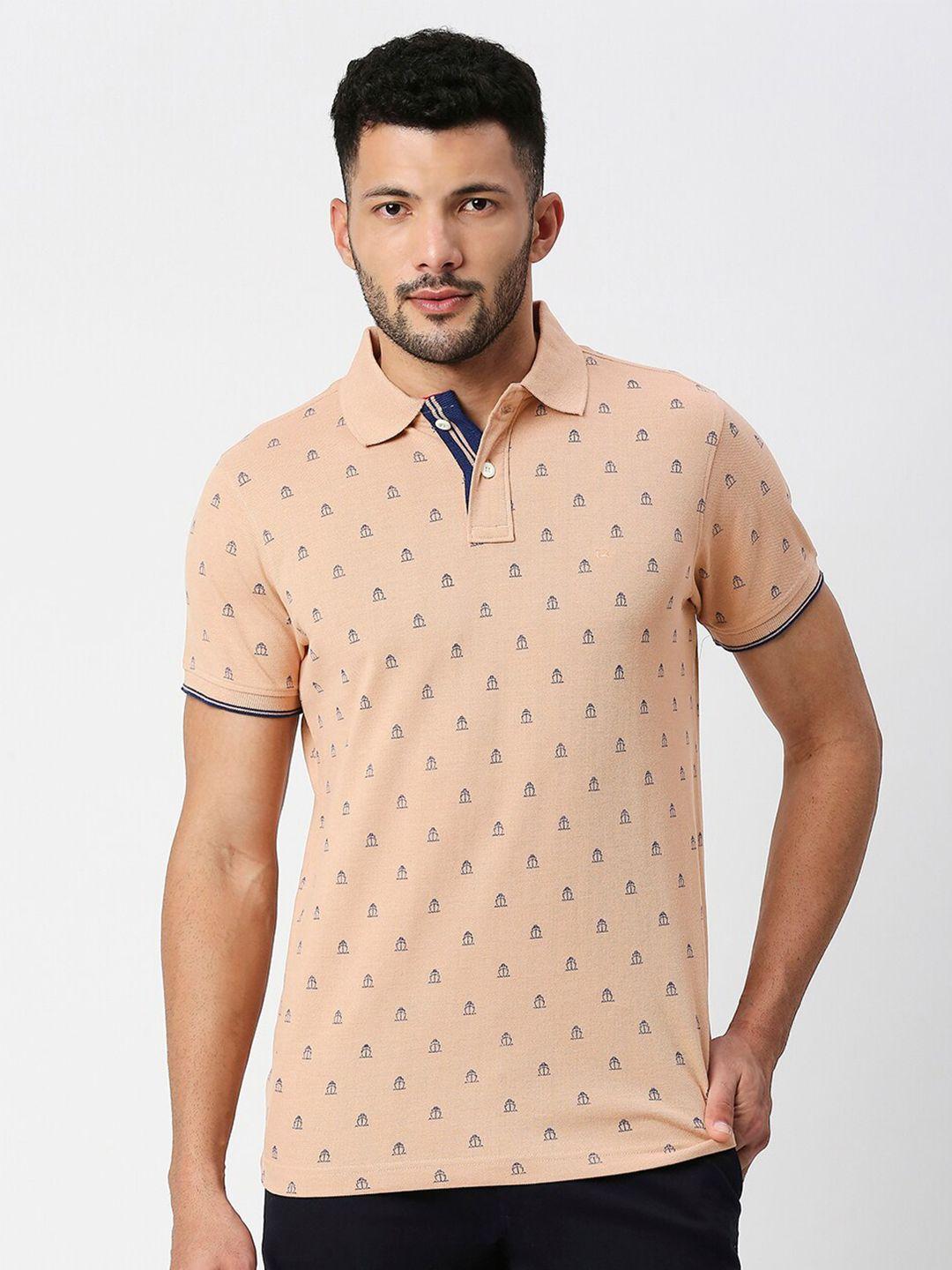 basics men printed cotton polo collar slim fit t-shirt