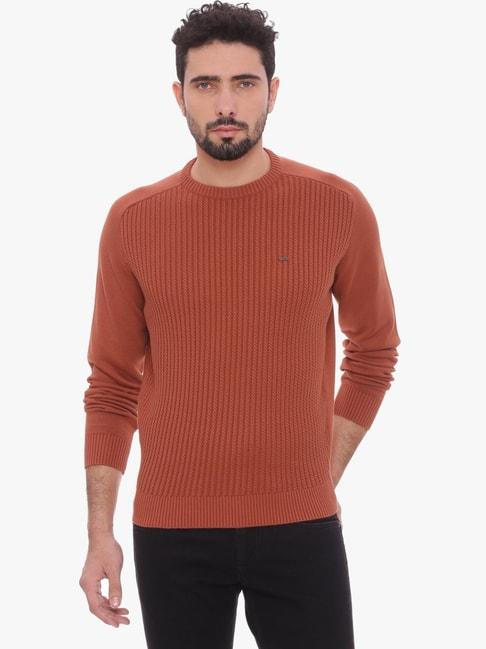 basics orange slim fit sweater