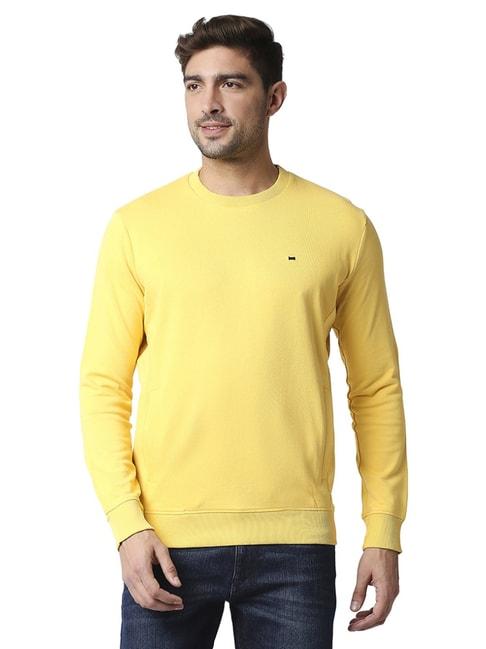 basics yellow cotton comfort fit printed sweaters