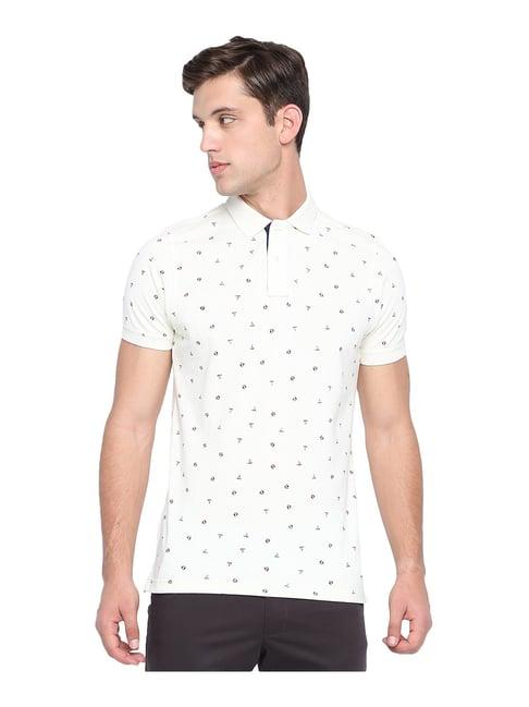 basics beige printed polo t-shirt