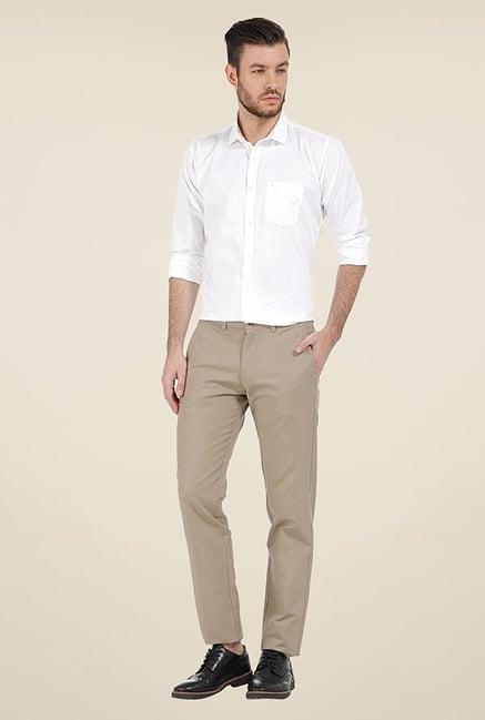 basics beige solid chinos