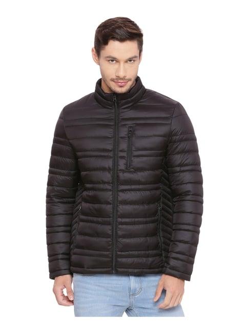 basics black comfort fit quilted jacket