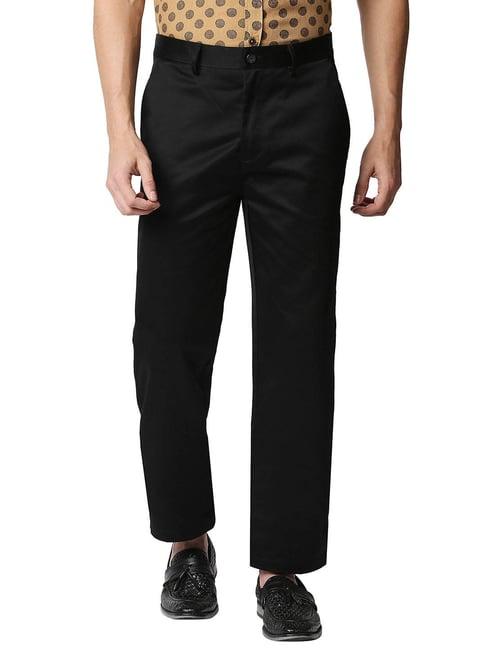 basics black comfort fit trousers