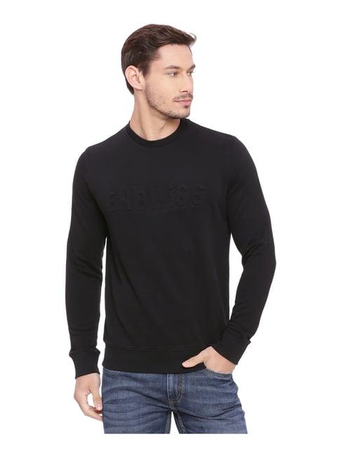 basics black cotton slim fit sweater