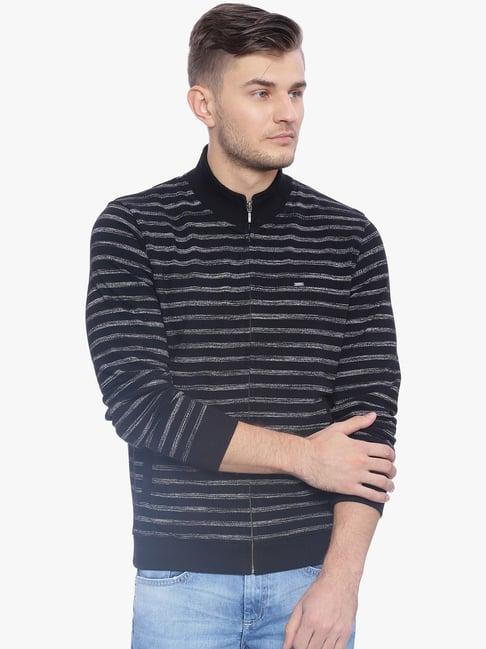 basics black slim fit striped jacket