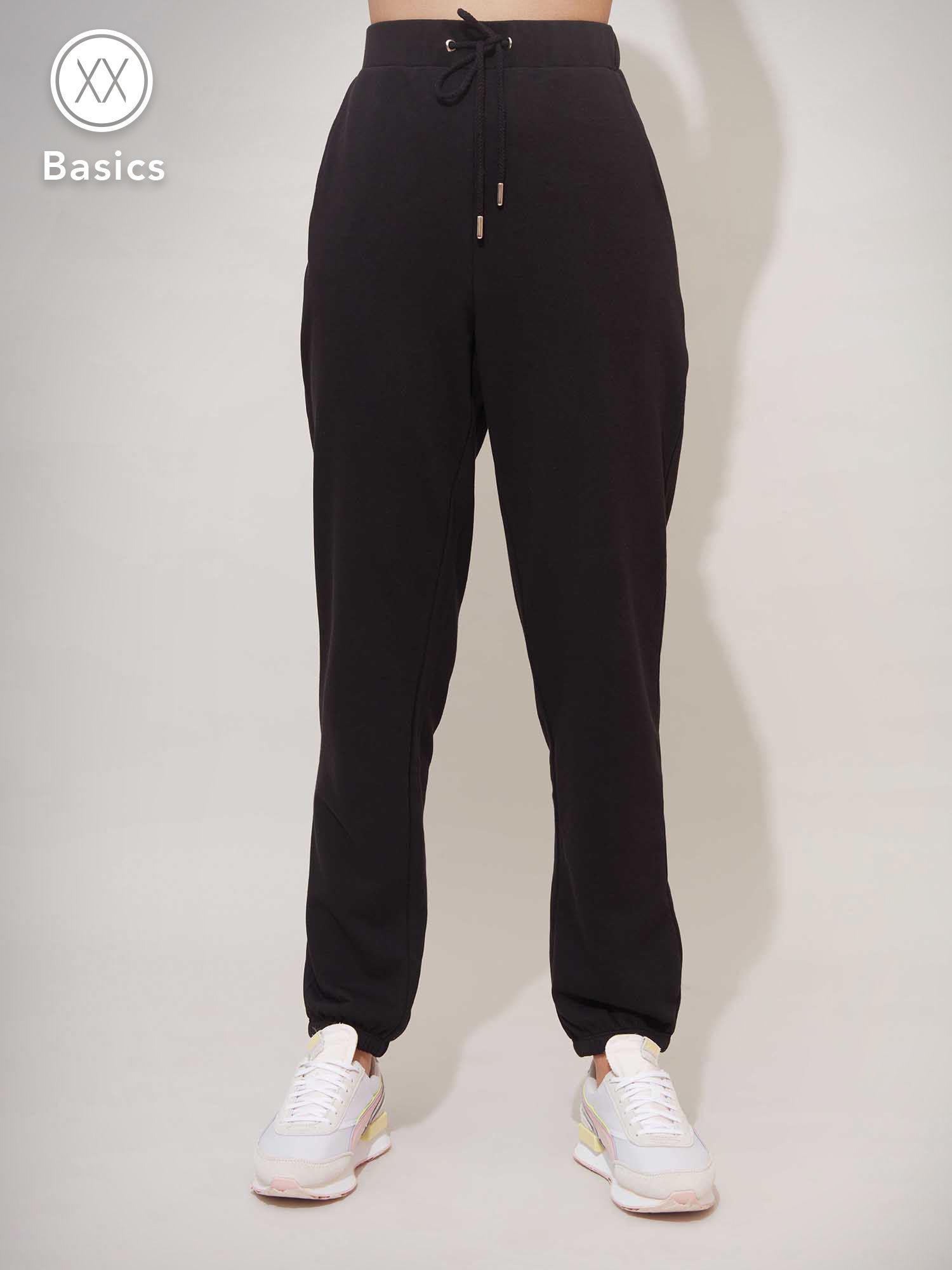 basics black solid joggers