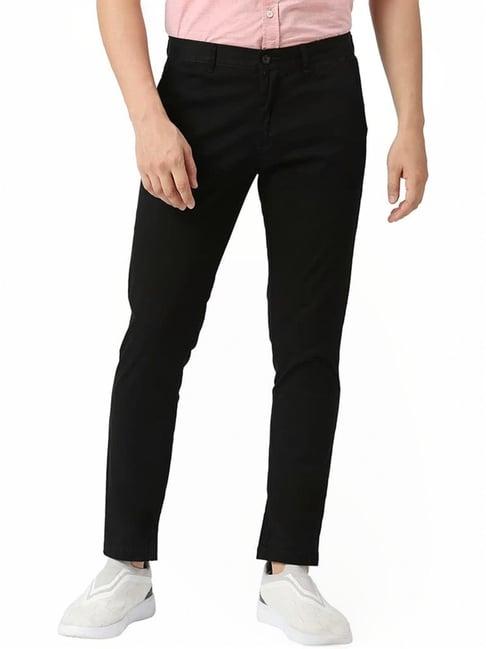 basics black tapered fit trousers