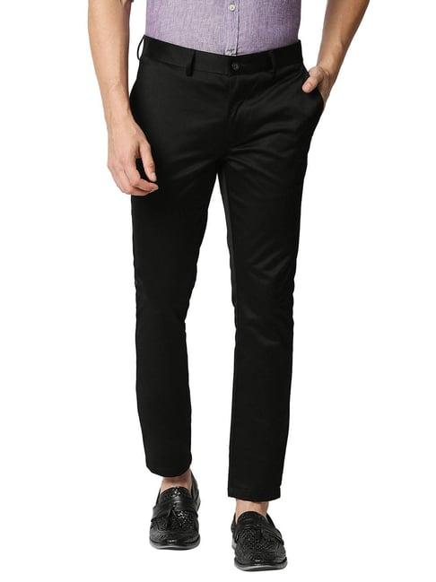 basics black tapered fit trousers