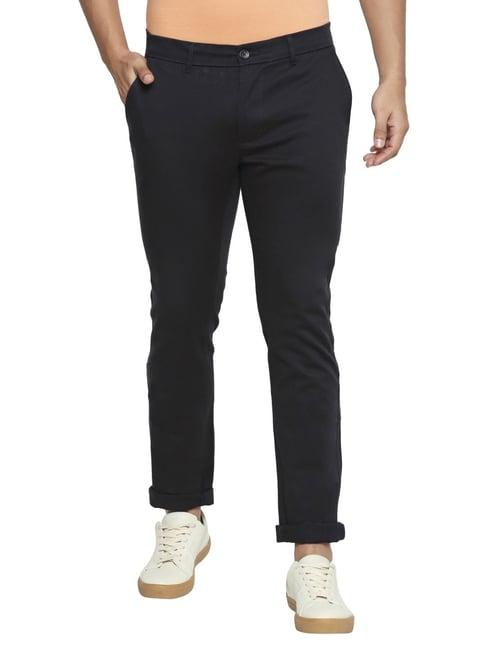basics black tapered fit trousers