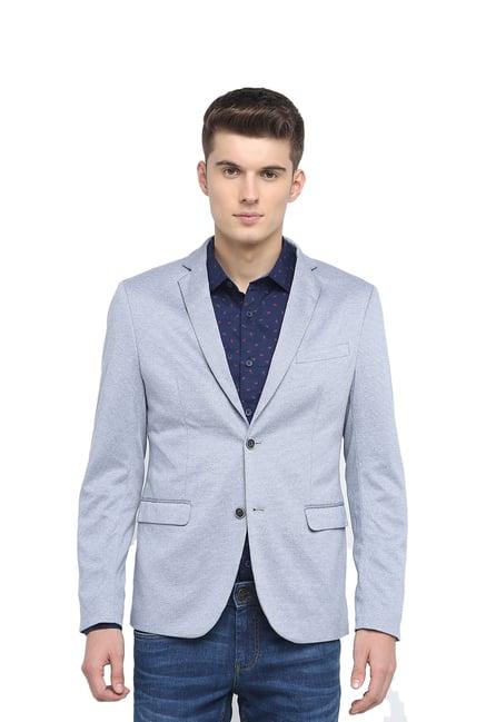 basics blue full sleeves notched lapel blazer