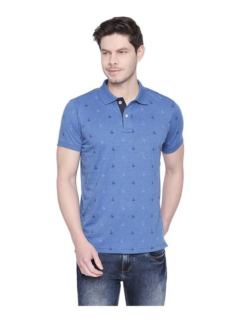 basics blue printed polo t-shirt