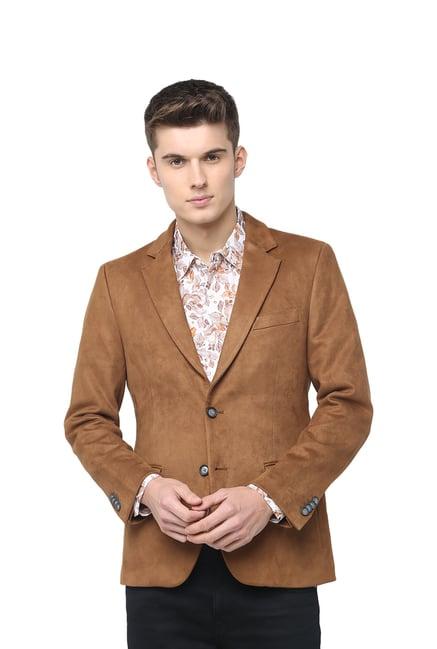 basics brown full sleeves notched lapel blazer