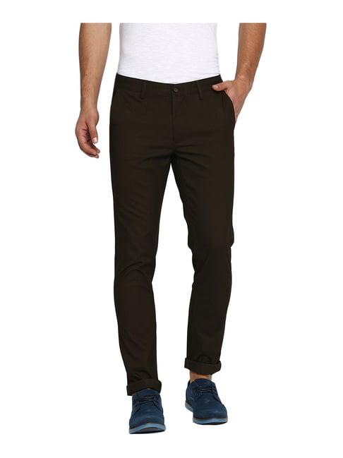 basics brown tailored fit flat front trousers