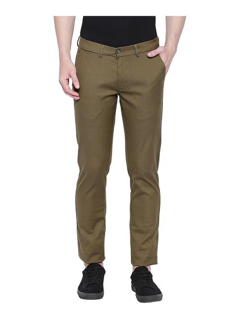 basics brown tailored fit flat front trousers