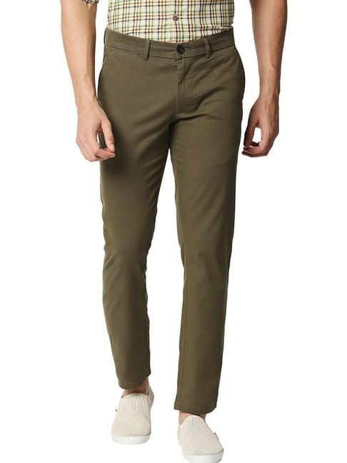 basics cocoa brown cotton tapered fit texture trousers