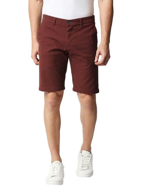 basics comfort fit syrah red pure cotton twill shorts