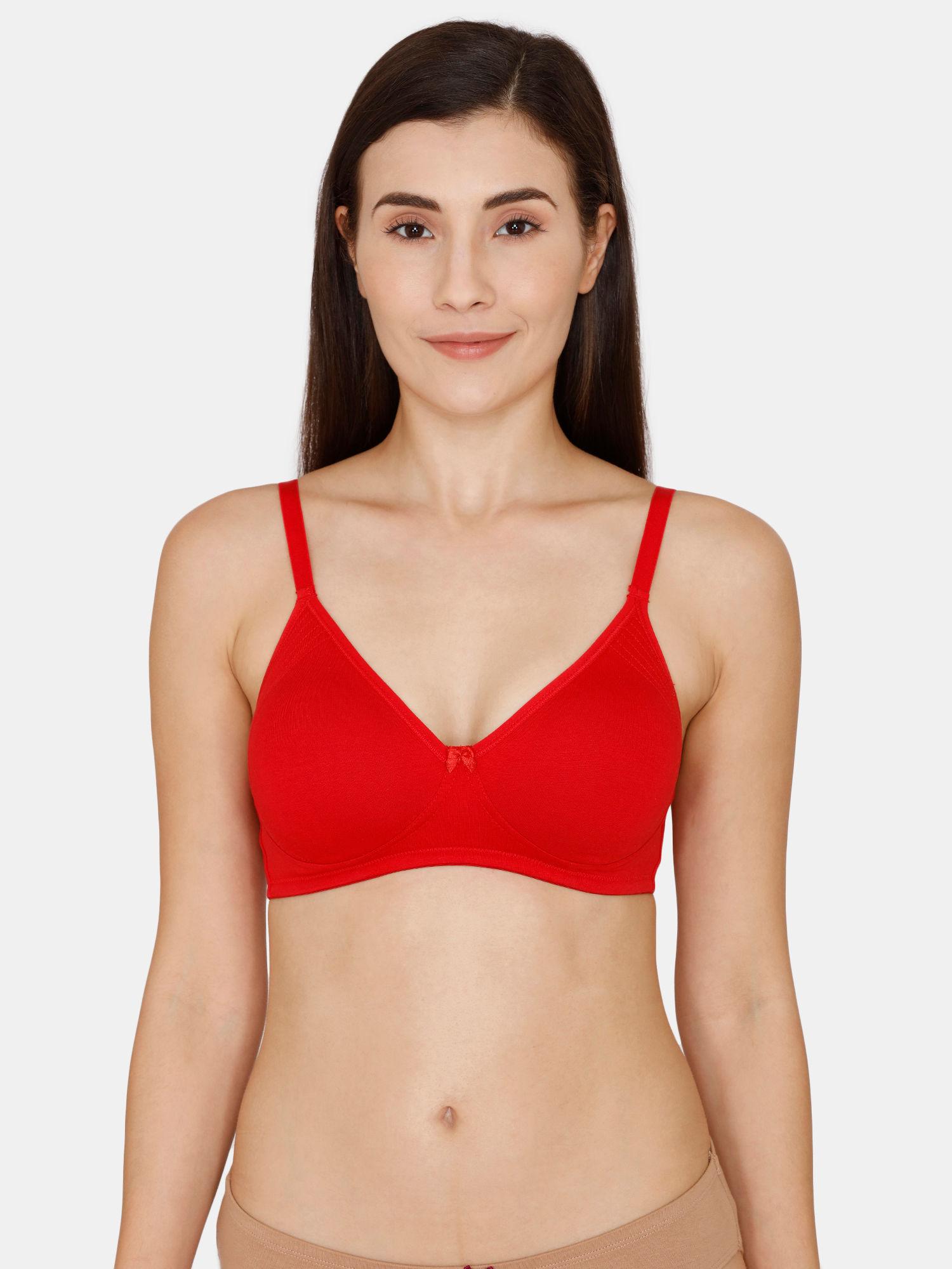 basics double layered non wired 3/4th coverage bra - barbados cherry