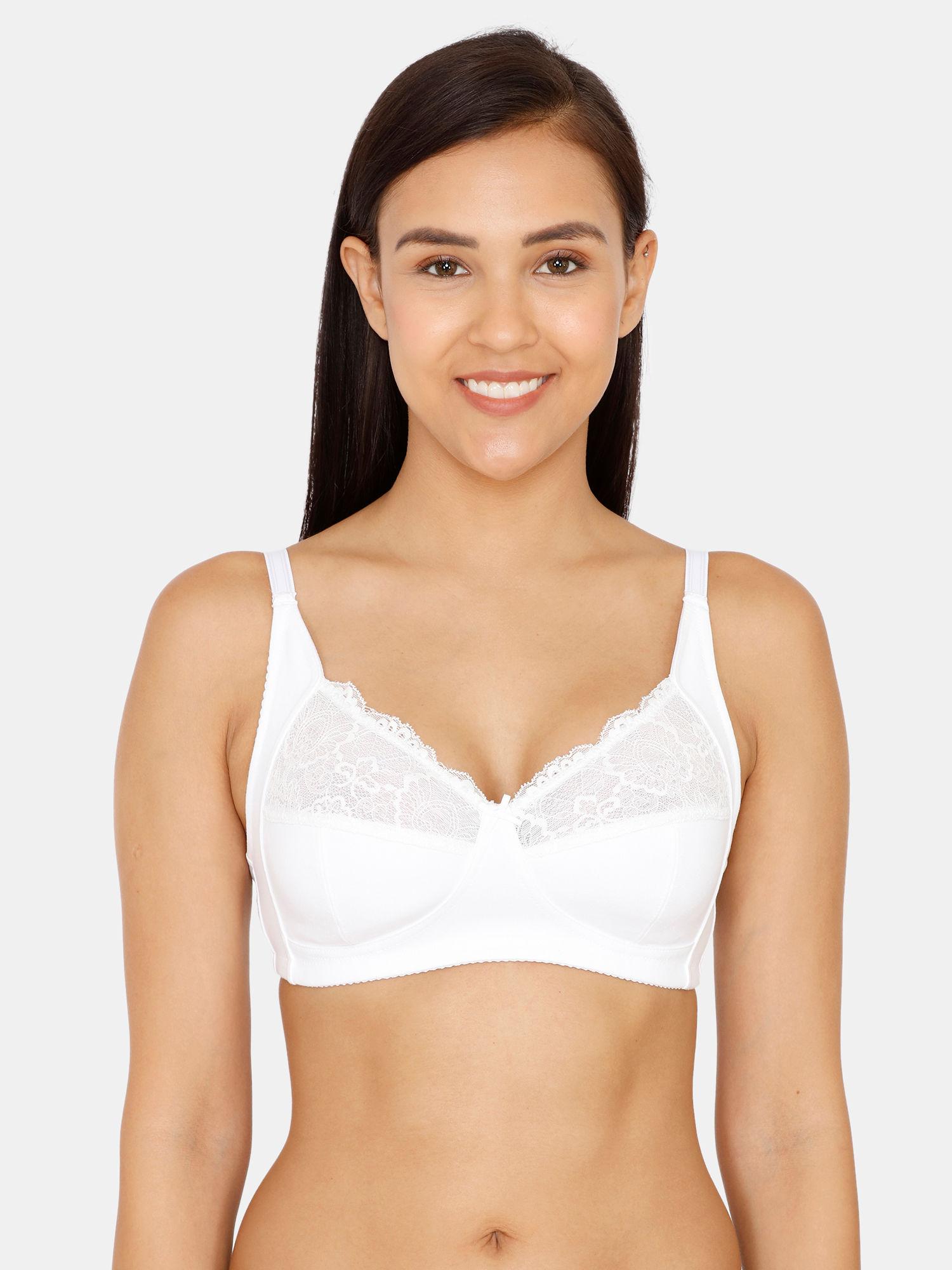 basics double layered non wired 3/4th coverage bra - snow white