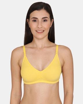 basics double layered non-wired non-padded 3/4th coverage backless bra - minion yellow